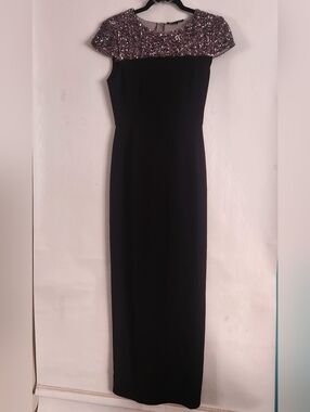 Rephyllis Women's Elegant Long Black Evening Gown with Sequined Bodice Size S